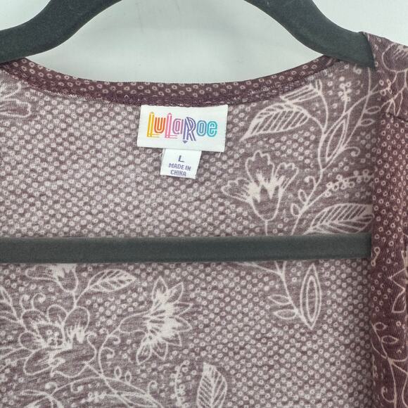 LulaRoe Womens Large Joy Rose Pink Floral Sleeveless Side Slit Long Vest - Picture 6 of 7